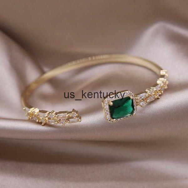 charm bracelets new design fashion jewelry 14k gold plated square green zircon open bracelet luxury women's wedding party accessories r, Golden;silver 
charm bracelets new design fashion jewelry 14k gold plated square green zircon open bracelet luxury women's wedding party accessories r, Golden;silver