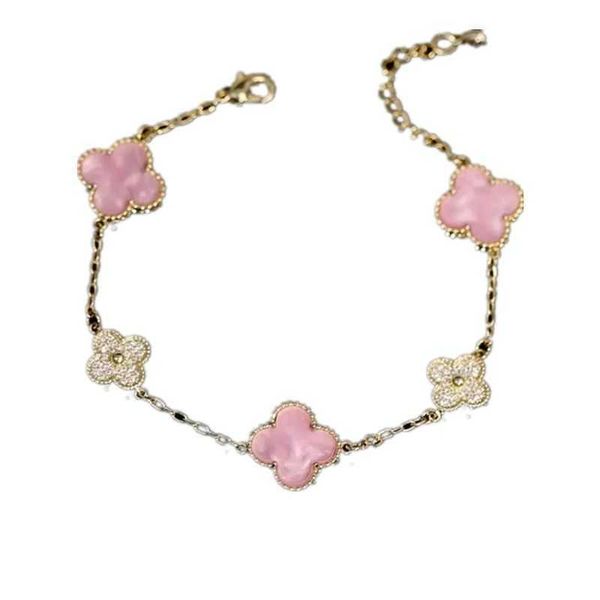 clover bracelet korean minority design pink slightly inlaid with four-leaf clover non fading full diamond exquisite small fragrance bracelet, Golden;silver
clover bracelet korean minority design pink slightly inlaid with four-leaf clover non fading full diamond exquisite small fragrance bracelet, Golden;silver