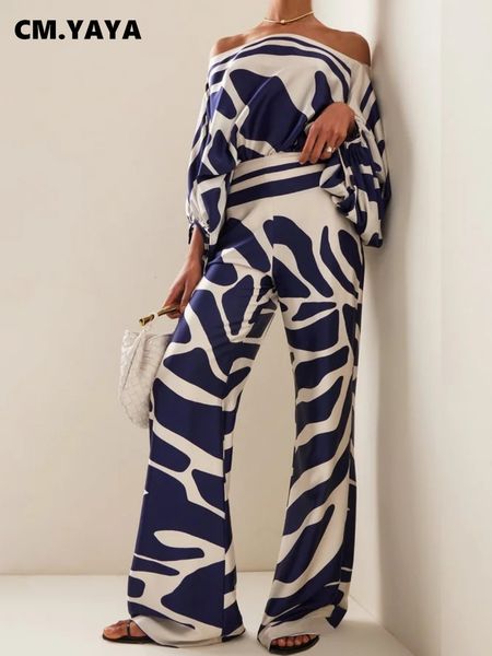 women's two piece pants cm.yaya fashion printed women's set off shoulder long sleeve blouse and wide leg pants set two 2 piece set, White
women's two piece pants cm.yaya fashion printed women's set off shoulder long sleeve blouse and wide leg pants set two 2 piece set, White