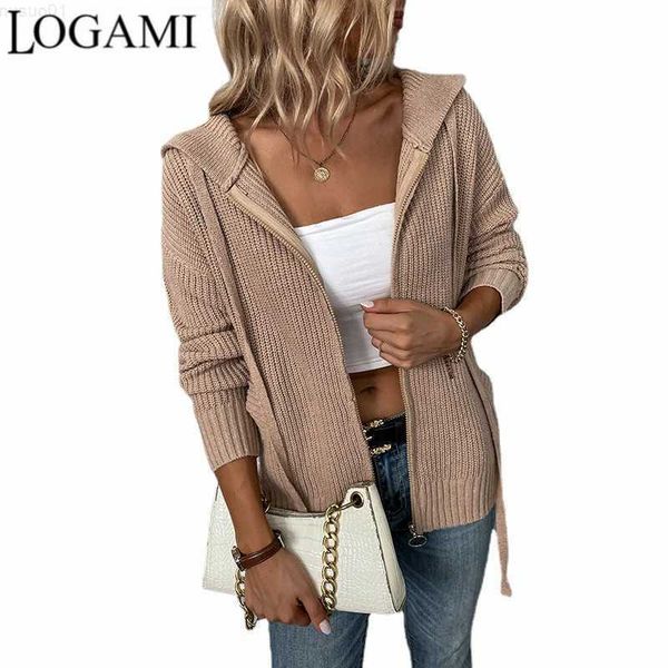 women's sweaters logami hooded zipper sweater autumn winter new drstring pocket sweater women's cardigan coat l230718, White;black
women's sweaters logami hooded zipper sweater autumn winter new drstring pocket sweater women's cardigan coat l230718, White;black
