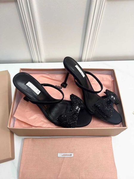 slipper designer shoes miu slides wedges high edition 2023 new miu style rhinestone bow tie silk slippers with high heels thin heels, Black
slipper designer shoes miu slides wedges high edition 2023 new miu style rhinestone bow tie silk slippers with high heels thin heels, Black