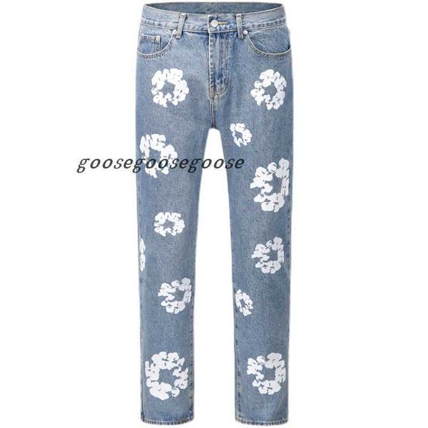 men's jeans high street denim tears style kapok washed straight jeans vintage loose, Blue
men's jeans high street denim tears style kapok washed straight jeans vintage loose, Blue