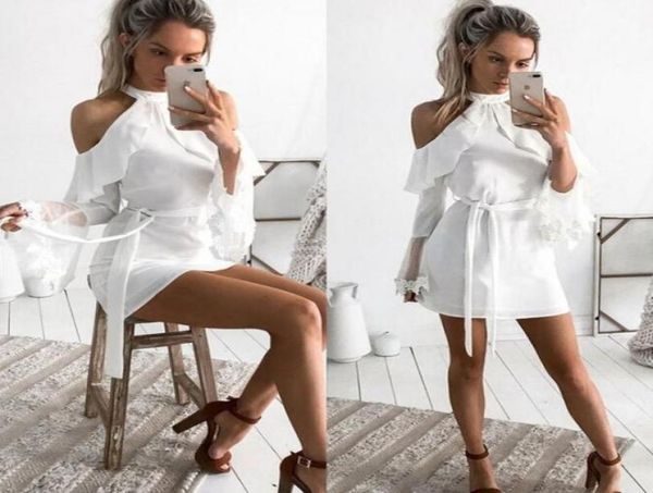 2019 short cocktail dresses halter neck cold shoulder ruffles sheath party dress with sash flare sleeves lace appliques cust3403329, Black
2019 short cocktail dresses halter neck cold shoulder ruffles sheath party dress with sash flare sleeves lace appliques cust3403329, Black