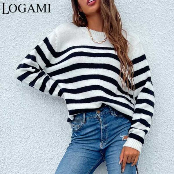 women's sweaters logami thick striped pullover women's long sleeve o neck sweater for women autumn winter jumper l230718, White;black
women's sweaters logami thick striped pullover women's long sleeve o neck sweater for women autumn winter jumper l230718, White;black