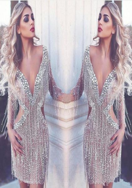 crystal beaded cocktail dresses luxuty long sleeves sequined beaded short prom evening party gown with tassels cutaway sides5233158, Black
crystal beaded cocktail dresses luxuty long sleeves sequined beaded short prom evening party gown with tassels cutaway sides5233158, Black