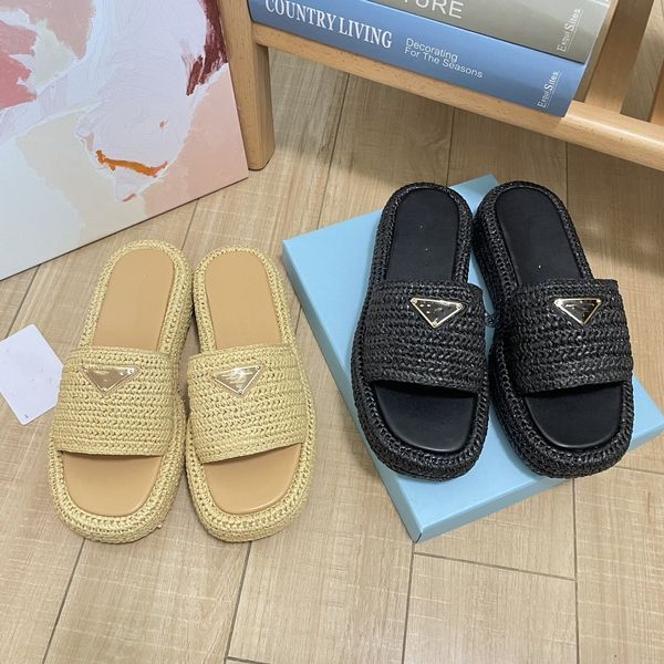 women designer fabric sandals slippers raffia straw platform slides womens triangle buckle sandals thick bottom flat shoes beach sandals sli, Black
women designer fabric sandals slippers raffia straw platform slides womens triangle buckle sandals thick bottom flat shoes beach sandals sli, Black