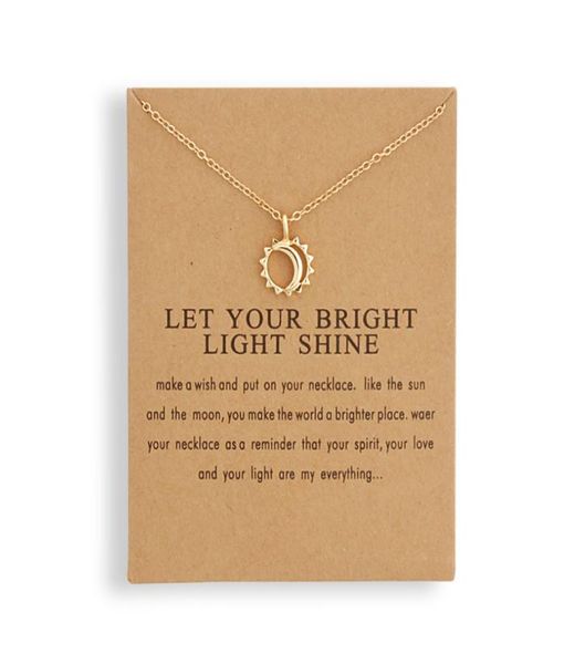 fashion sun necklaces pendants gold color alloy pendant necklace wish card jewelry for women girl jewelry birthday gift4966471, Silver
fashion sun necklaces pendants gold color alloy pendant necklace wish card jewelry for women girl jewelry birthday gift4966471, Silver