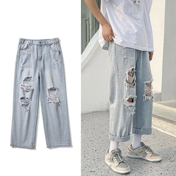 men's jeans light blue hole for men summer fashion casual trousers thin loose pants bottoms vintage male cloting streetwear plus size 2
men's jeans light blue hole for men summer fashion casual trousers thin loose pants bottoms vintage male cloting streetwear plus size 2