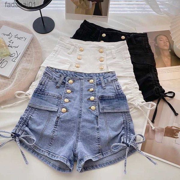 2023 new summer women doublebreasted drawstring design denim high waist shorts jeans korean slim shorts feminino sxl l230621, White;black
2023 new summer women doublebreasted drawstring design denim high waist shorts jeans korean slim shorts feminino sxl l230621, White;black