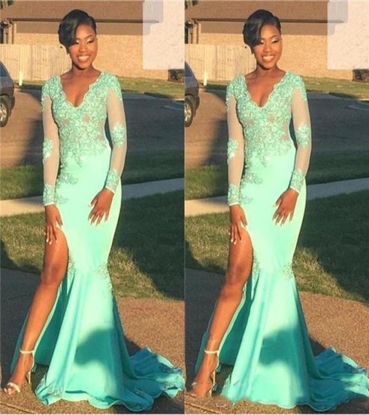 2019 new mermaid african prom dresses for black girl v neck mint green lace long sleeves prom dress high split evening gowns6395841
2019 new mermaid african prom dresses for black girl v neck mint green lace long sleeves prom dress high split evening gowns6395841