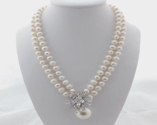 charming 2strands 78mm white freshwater pearl necklace micro inlay zircon accessories shell pendant long 4548cm4323163, Silver
charming 2strands 78mm white freshwater pearl necklace micro inlay zircon accessories shell pendant long 4548cm4323163, Silver