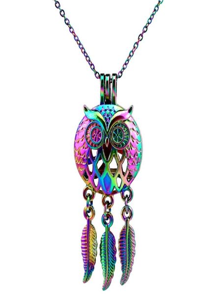 c707 rainbow color dream catcher owl leaf beads cage pendant essential oil diffuser aromatherapy pearl cage locket pendant necklac6036473, Silver
c707 rainbow color dream catcher owl leaf beads cage pendant essential oil diffuser aromatherapy pearl cage locket pendant necklac6036473, Silver