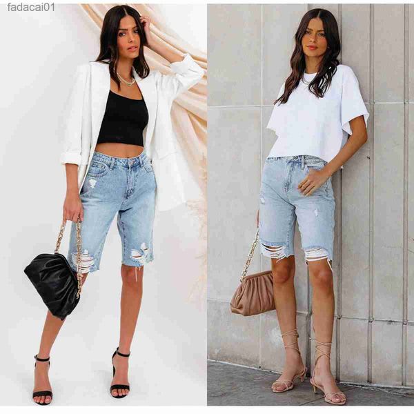 2023 new women summer ripped knee length denim shorts fashion high stretch slim jeans shorts casual female clothing s2xl l230621, White;black
2023 new women summer ripped knee length denim shorts fashion high stretch slim jeans shorts casual female clothing s2xl l230621, White;black