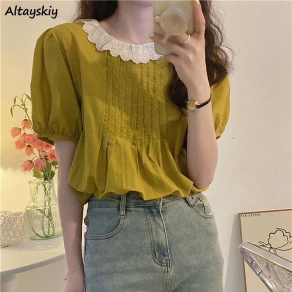 women's t shirt lace blouses for women patchwork sweet lovely temperament aesthetic summer blusas ropa mujer harajuku korean fashion s, White 
women's t shirt lace blouses for women patchwork sweet lovely temperament aesthetic summer blusas ropa mujer harajuku korean fashion s, White