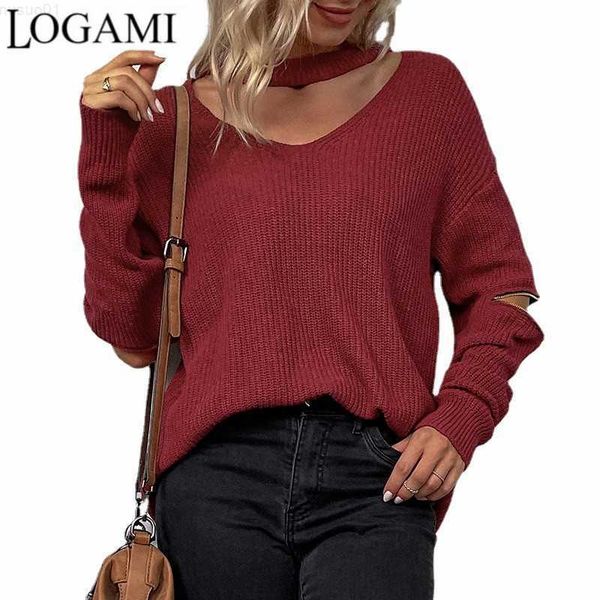women's sweaters logami v-neck halterneck sweater 2022 autumn winter new zipper pullover women jumper l230718, White;black
women's sweaters logami v-neck halterneck sweater 2022 autumn winter new zipper pullover women jumper l230718, White;black