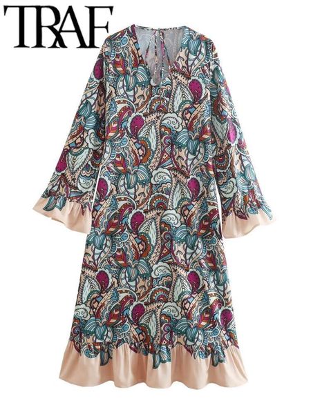 basic casual dresses traf summer women robe dress traf vintage print patchwork v neck bow tied ruffles hem fare sleeve female mididresses 23, Black;gray
basic casual dresses traf summer women robe dress traf vintage print patchwork v neck bow tied ruffles hem fare sleeve female mididresses 23, Black;gray