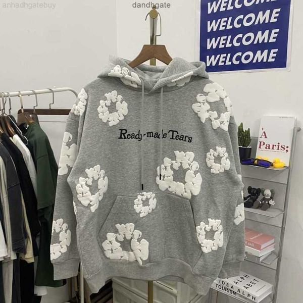 men's jeans denim tears floral print fog high street loose suede hooded pullover men lefc, Black
men's jeans denim tears floral print fog high street loose suede hooded pullover men lefc, Black