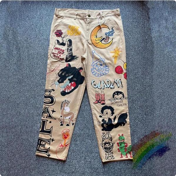 vintage cartoon print graffiti cargo pants men women 1 quality trousers 23ss, Black;brown
vintage cartoon print graffiti cargo pants men women 1 quality trousers 23ss, Black;brown