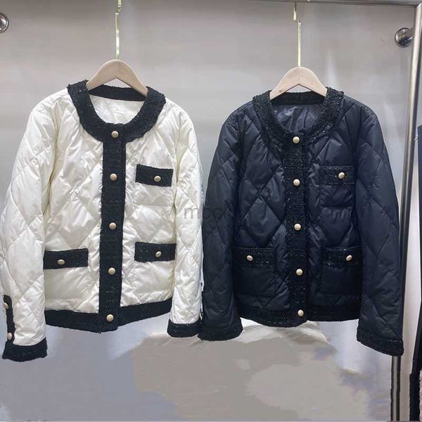 women's down parkas korean down jacket women's autumn winter new short round neck tweed stitching diamond-shaped foreign style jac, Black
women's down parkas korean down jacket women's autumn winter new short round neck tweed stitching diamond-shaped foreign style jac, Black