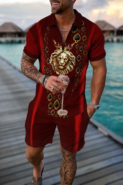 mens tracksuits polo shirt and shorts 2piece lion print casual set zipper neck tshirt short sleeve tracksuit jogging 230718, Gray
mens tracksuits polo shirt and shorts 2piece lion print casual set zipper neck tshirt short sleeve tracksuit jogging 230718, Gray