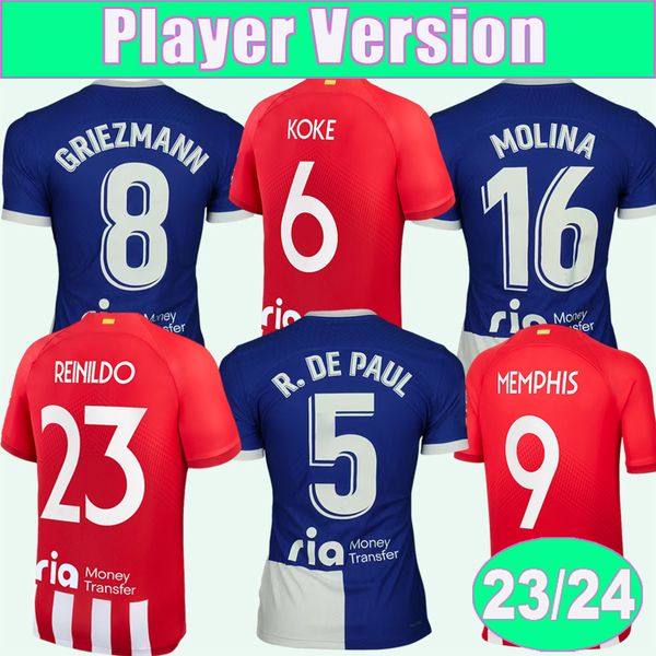 2023 24 koke player version soccer jerseys griezmann memphis correa molina reinildo r.de paul home red and white away football shirts unifor, Black;yellow
2023 24 koke player version soccer jerseys griezmann memphis correa molina reinildo r.de paul home red and white away football shirts unifor, Black;yellow