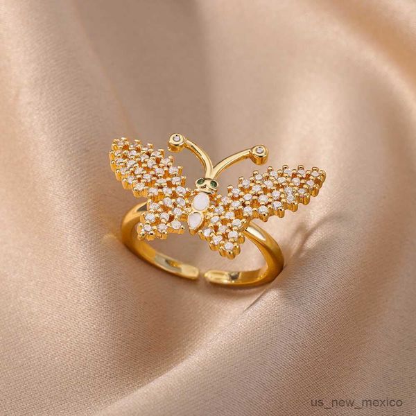 band rings black zircon butterfly rings for women open adjustable stainless steel ring fashion wedding jewelry mujer r230719, Silver
band rings black zircon butterfly rings for women open adjustable stainless steel ring fashion wedding jewelry mujer r230719, Silver