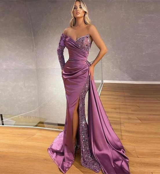 purple one shoulder long sleeves mermaid evening dresses side slit beaded sequins sweep train formal prom gowns5143775, Black;red
purple one shoulder long sleeves mermaid evening dresses side slit beaded sequins sweep train formal prom gowns5143775, Black;red