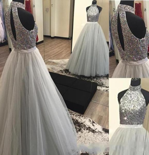 2019 silver grey ball gown prom dresses highneck fully beaded bodice tulle skirt open back floor length prom party gowns for3328975, Black
2019 silver grey ball gown prom dresses highneck fully beaded bodice tulle skirt open back floor length prom party gowns for3328975, Black
