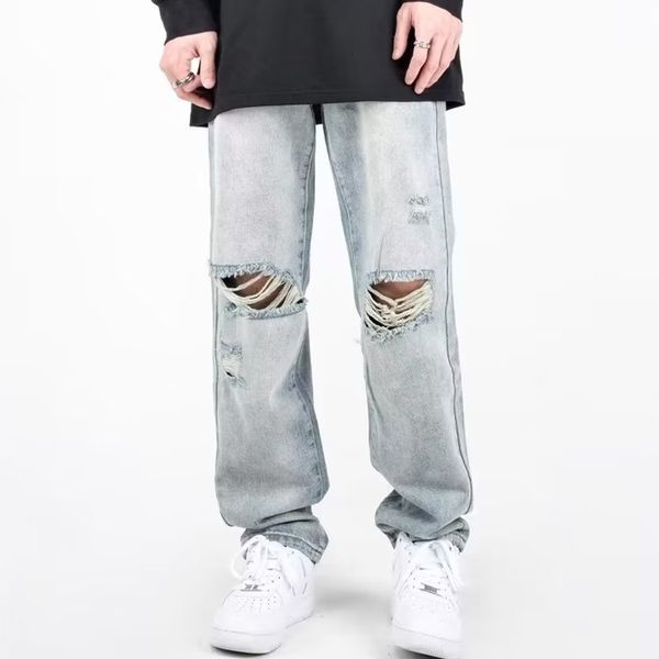 men's jeans summer mens ripped blue loose fit hole wide leg pants casual fashion trousers streetwear denim man clothing 230718
men's jeans summer mens ripped blue loose fit hole wide leg pants casual fashion trousers streetwear denim man clothing 230718