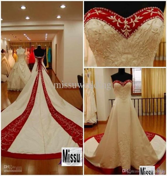 newselling strapless cathedral train tail red and white bridal gown embroidery wedding dress6972534
newselling strapless cathedral train tail red and white bridal gown embroidery wedding dress6972534