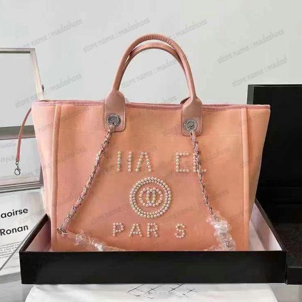 fashion womens beach bag shoulder bag canvas designer bag shopping bag with chain luxury handbag linen pearl print crossbody bag travel bag
fashion womens beach bag shoulder bag canvas designer bag shopping bag with chain luxury handbag linen pearl print crossbody bag travel bag
