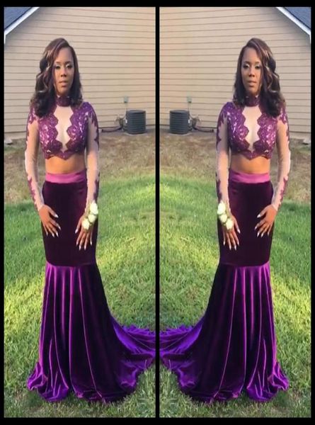 2018 two piece prom dresses long sleeve purple velvet evening dress long evening gowns lace party dress9843492, Black
2018 two piece prom dresses long sleeve purple velvet evening dress long evening gowns lace party dress9843492, Black