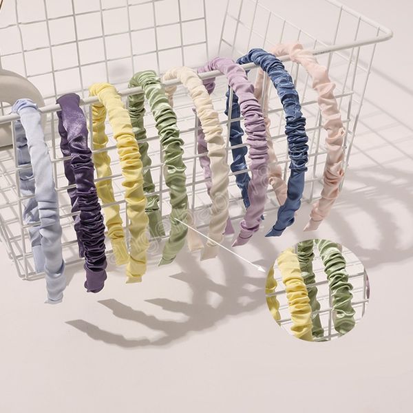 women satin pleated headbands solid color plastic hair hoop vintage no-slip girls thin hair band diy hair accessories, Slivery;white
women satin pleated headbands solid color plastic hair hoop vintage no-slip girls thin hair band diy hair accessories, Slivery;white