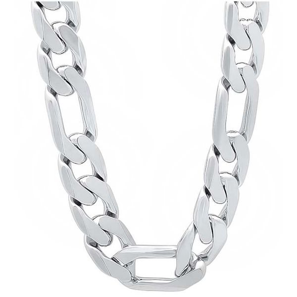 12mm wide thick men's necklace figaro chain fashion classic heavy clavicle collar jewelry 23.6in long, Silver
12mm wide thick men's necklace figaro chain fashion classic heavy clavicle collar jewelry 23.6in long, Silver