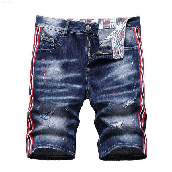 men's shorts men side stripe denim shorts summer holes ripped distressed jeans casual knee length breeches l230719, White;black
men's shorts men side stripe denim shorts summer holes ripped distressed jeans casual knee length breeches l230719, White;black