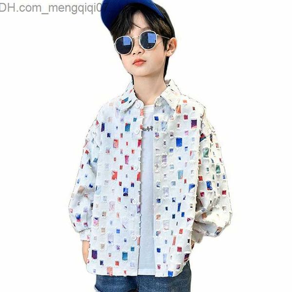 coat boys' coat dot pattern boys' coat summer children's coat boys' casual style clothing 6 8 10 12 14 z230720, Blue;gray