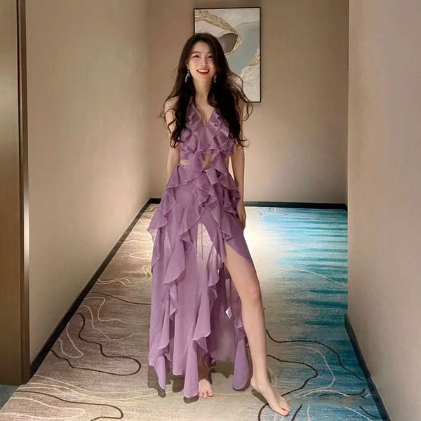 basic casual dresses 2023 spring and summer irregular falbala hollow halter neck dress 230718, Black;gray
basic casual dresses 2023 spring and summer irregular falbala hollow halter neck dress 230718, Black;gray