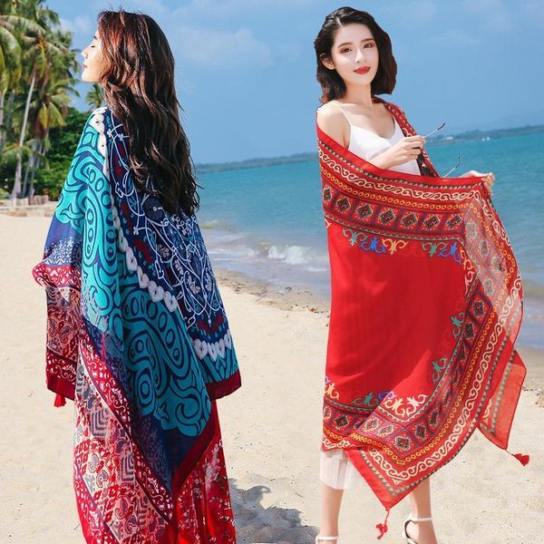 sarongs summer cotton scarf for women long shawls 180x100cm beach hijab oversize female foulard cover up wrap scarf large beach dress 230718, Blue;gray
sarongs summer cotton scarf for women long shawls 180x100cm beach hijab oversize female foulard cover up wrap scarf large beach dress 230718, Blue;gray