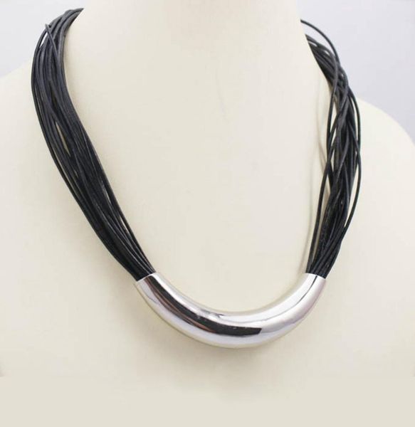 new fashion genuine leather women necklace with big stainless steel plain tube chokers necklaces gifts for valen8885454, Silver
new fashion genuine leather women necklace with big stainless steel plain tube chokers necklaces gifts for valen8885454, Silver