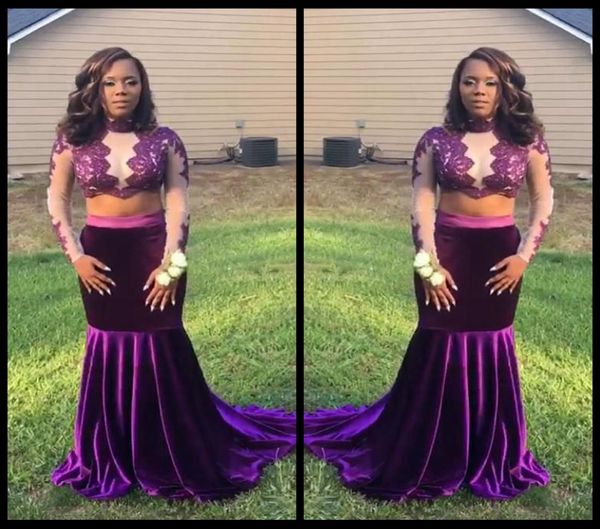 2018 two piece prom dresses long sleeve purple velvet evening dress long evening gowns lace party dress9563846, Black
2018 two piece prom dresses long sleeve purple velvet evening dress long evening gowns lace party dress9563846, Black