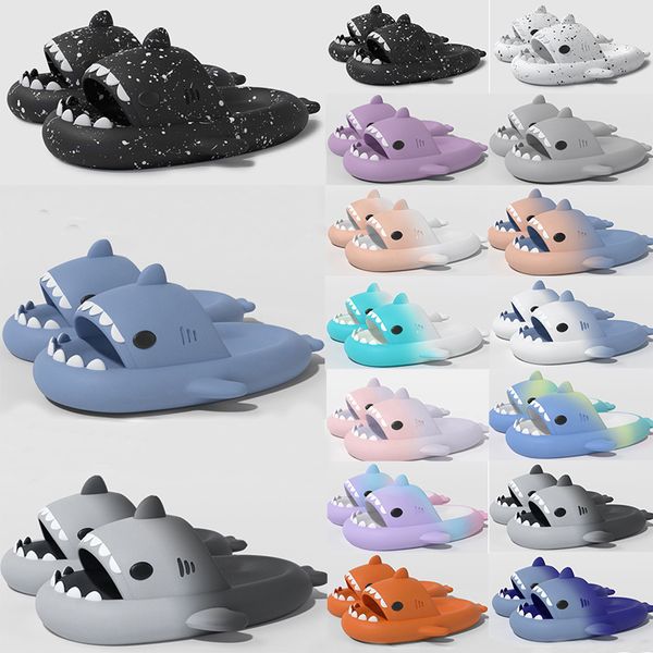 

2023 shark slides slippers sandals mens womens tie dye bule haze rainbow fashion outdoor novelty slippers beach indoor l sports sneakers siz, Black