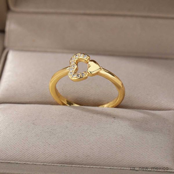 band rings heart zircon rings for women open adjustable stainless steel gold color ring romantic wedding couple jewelry r230719, Silver
band rings heart zircon rings for women open adjustable stainless steel gold color ring romantic wedding couple jewelry r230719, Silver