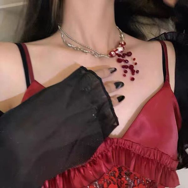 pendant necklaces gothic blood colored imitation pearl dripping thorn chain necklace for women girl punk hip hop metal round bead choker 230, Silver
pendant necklaces gothic blood colored imitation pearl dripping thorn chain necklace for women girl punk hip hop metal round bead choker 230, Silver