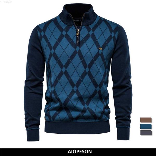 men's sweaters aiopeson argyle men sweaters cotton mock neck zipper patchwork pullover men winter fashion warm sweaters for men l230719, White;black
men's sweaters aiopeson argyle men sweaters cotton mock neck zipper patchwork pullover men winter fashion warm sweaters for men l230719, White;black