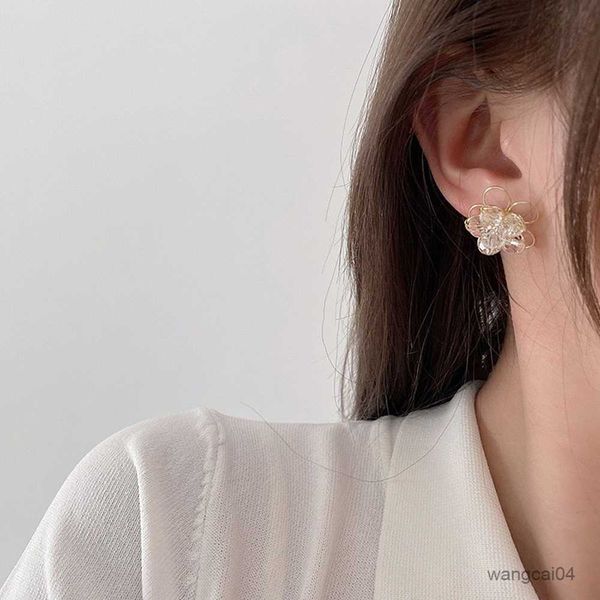 charm sweet crystal flower earrings boho white hollow double layer floral stud earrings summer beach jewelry for women girls r230719, Golden 
charm sweet crystal flower earrings boho white hollow double layer floral stud earrings summer beach jewelry for women girls r230719, Golden