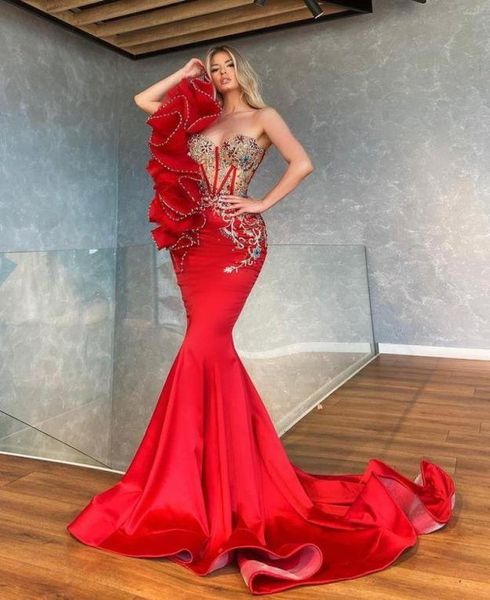 2022 luxury african bling red mermaid prom dresses one shoulder illusion silver beaded crystal sweep train ruffles formal party dr1121239, Black
2022 luxury african bling red mermaid prom dresses one shoulder illusion silver beaded crystal sweep train ruffles formal party dr1121239, Black