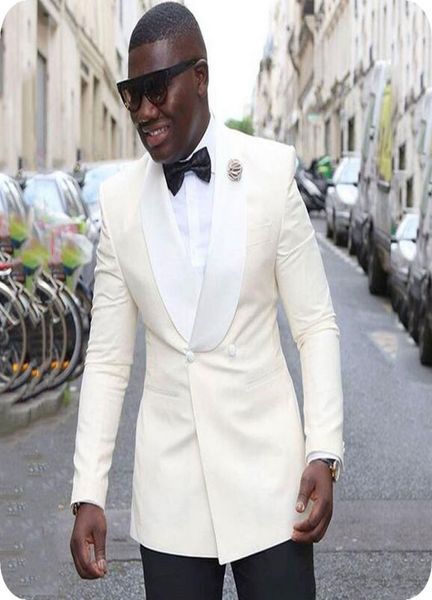 double breasted ivory groom wear man suits wedding tuxedo white shawl lapel slim fit groomsmen suit pants 2piece costume mariage h1602020, Black;gray
double breasted ivory groom wear man suits wedding tuxedo white shawl lapel slim fit groomsmen suit pants 2piece costume mariage h1602020, Black;gray