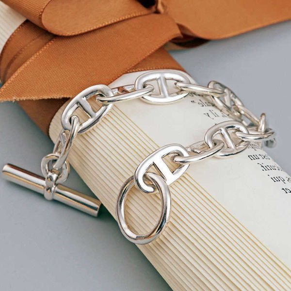 original quality hrems bracelets online shop silver new pig nose bracelet fashion 925 simple smooth couple with gift box, Black
original quality hrems bracelets online shop silver new pig nose bracelet fashion 925 simple smooth couple with gift box, Black