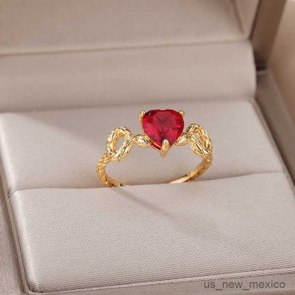 band rings red zircon heart rings for women open adjustable stainless steel gold color ring trend couple wedding jewelry gift r230719, Silver
band rings red zircon heart rings for women open adjustable stainless steel gold color ring trend couple wedding jewelry gift r230719, Silver