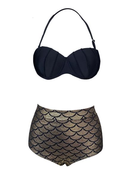 women s plus size swimwear mermaid high waist bikini 2023 push up cup underwired swimsuit 6xl large two piece bathing suit summer 230719, Black
women s plus size swimwear mermaid high waist bikini 2023 push up cup underwired swimsuit 6xl large two piece bathing suit summer 230719, Black